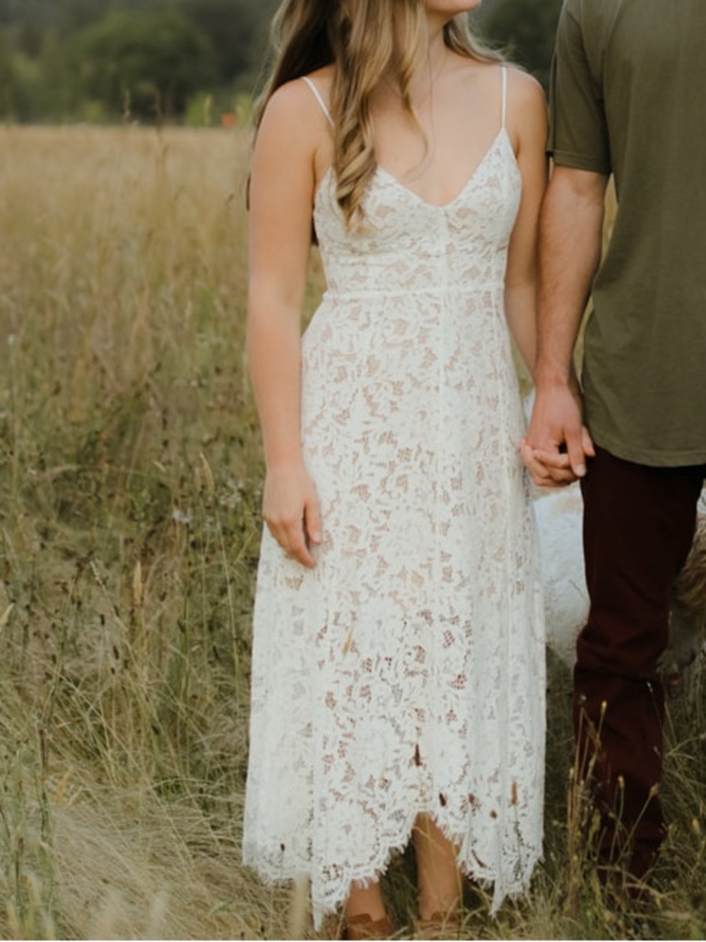 Lulu's Ivory Lace Midi Slip Dress
